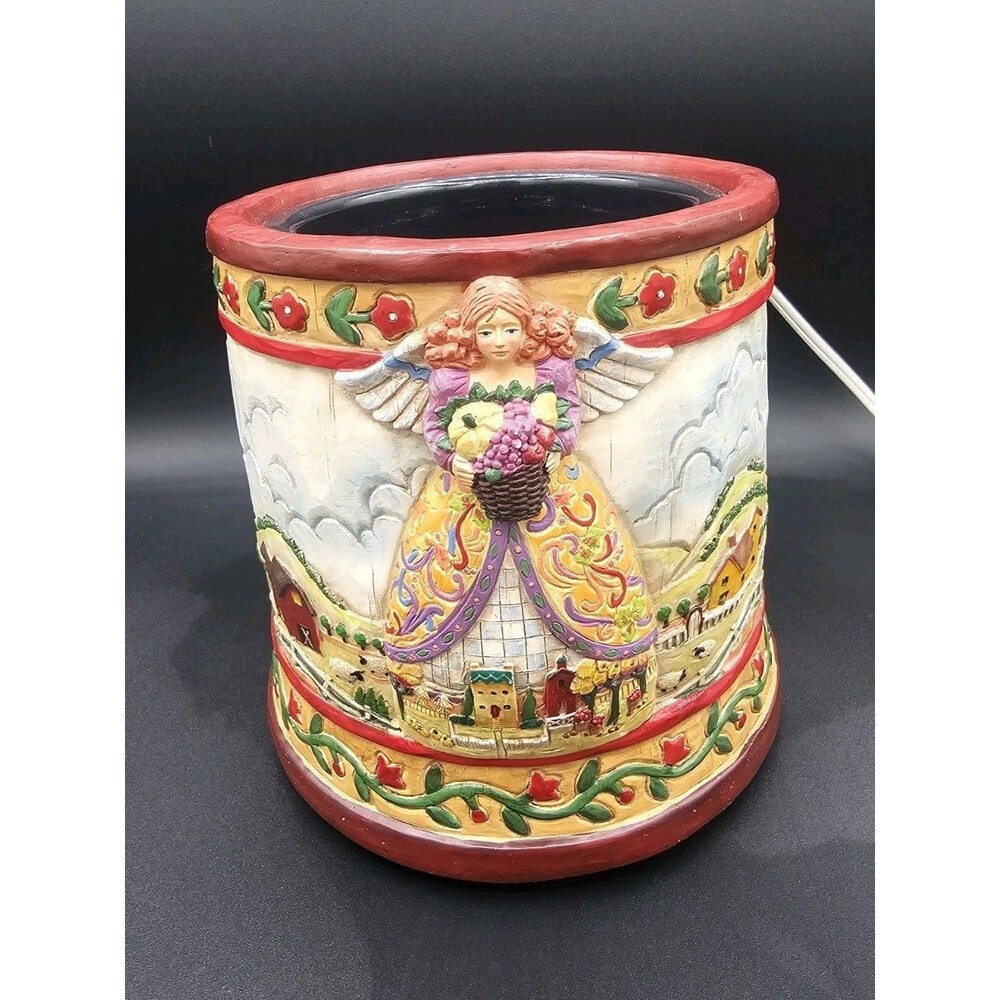 Jim Shore Candle Warmer Angel Farm for Candle In A Large Jar Use It Year Around